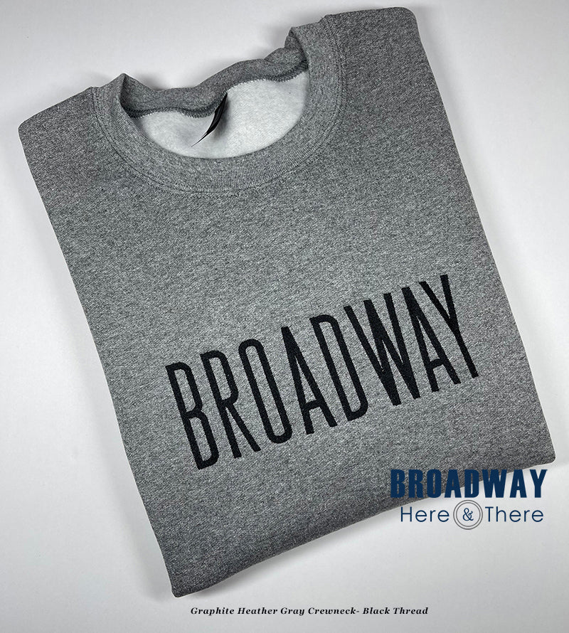 Hoodie Sweatshirt - BROADWAY - Graphite Heather Gray /Clyde - 2 Text Color Options